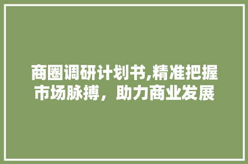 商圈调研计划书,精准把握市场脉搏，助力商业发展