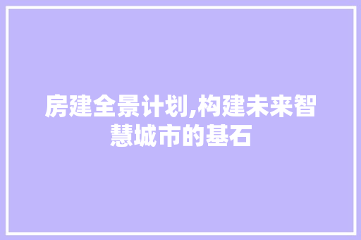 房建全景计划,构建未来智慧城市的基石
