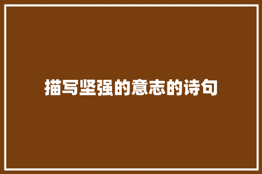 描写坚强的意志的诗句