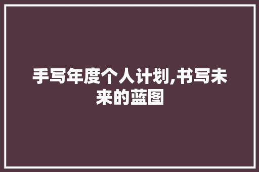 手写年度个人计划,书写未来的蓝图