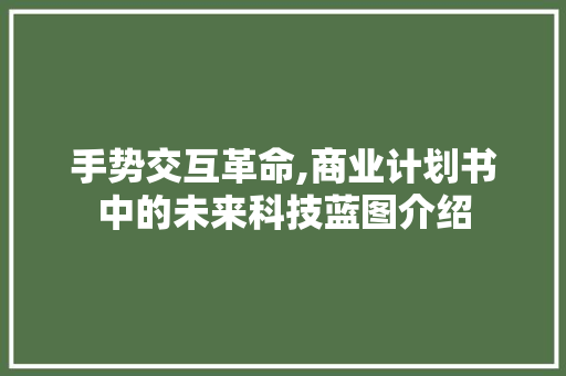 手势交互革命,商业计划书中的未来科技蓝图介绍