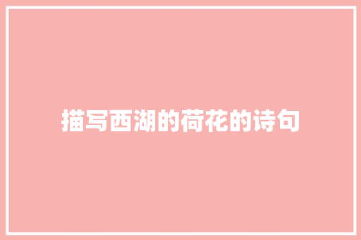 描写西湖的荷花的诗句