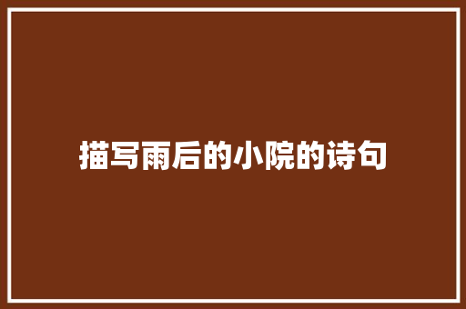 描写雨后的小院的诗句