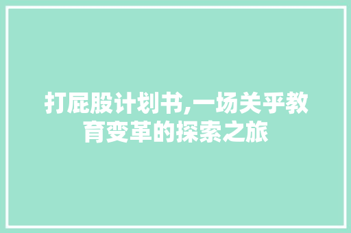 打屁股计划书,一场关乎教育变革的探索之旅