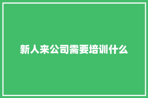 新人来公司需要培训什么 工作计划