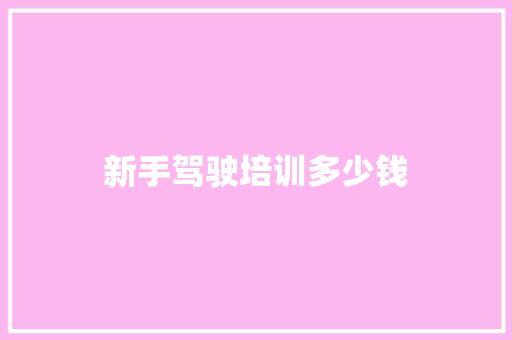 新手驾驶培训多少钱