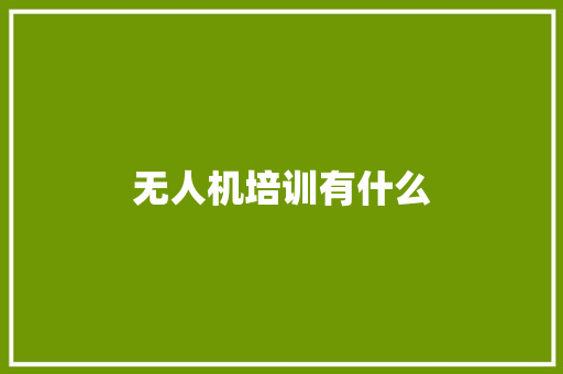 无人机培训有什么