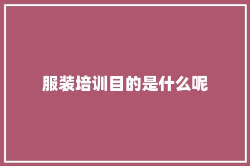 服装培训目的是什么呢 个人简历