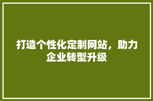 打造个性化定制网站，助力企业转型升级