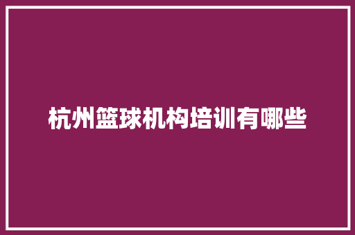 杭州篮球机构培训有哪些