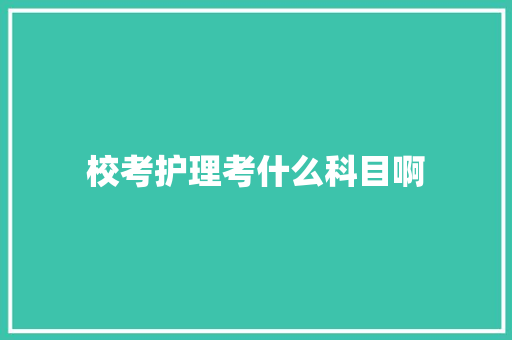 校考护理考什么科目啊 国学经典