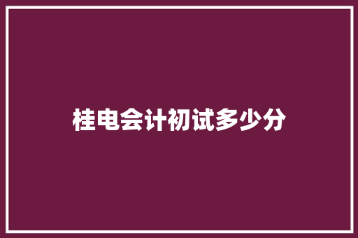 桂电会计初试多少分