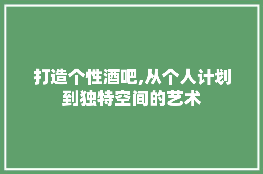打造个性酒吧,从个人计划到独特空间的艺术