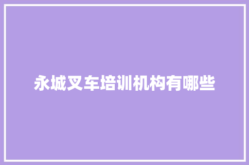 永城叉车培训机构有哪些