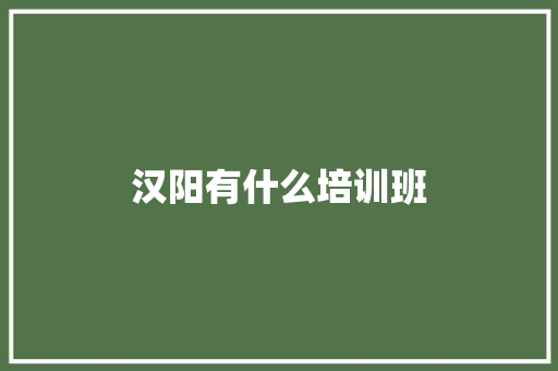 汉阳有什么培训班