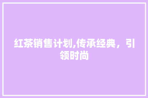 红茶销售计划,传承经典，引领时尚