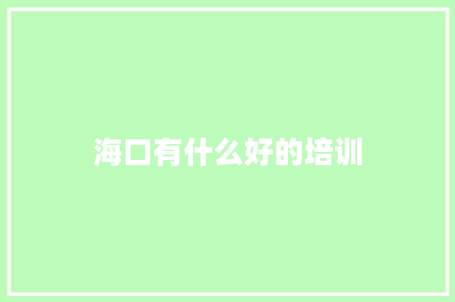 海口有什么好的培训
