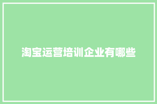 淘宝运营培训企业有哪些