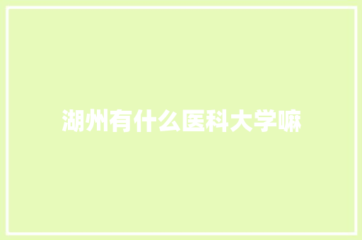 湖州有什么医科大学嘛