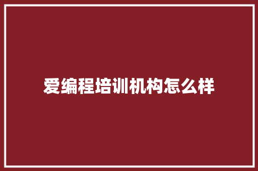 爱编程培训机构怎么样