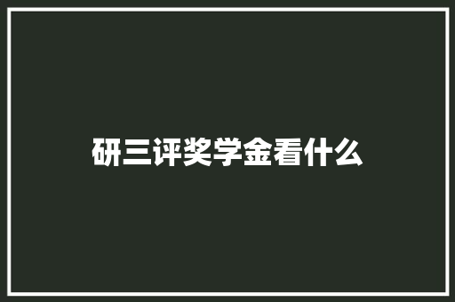 研三评奖学金看什么