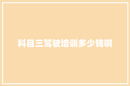 科目三驾驶培训多少钱啊