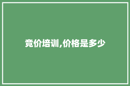 竞价培训,价格是多少