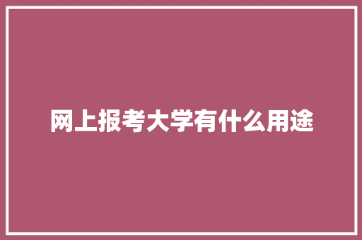 网上报考大学有什么用途