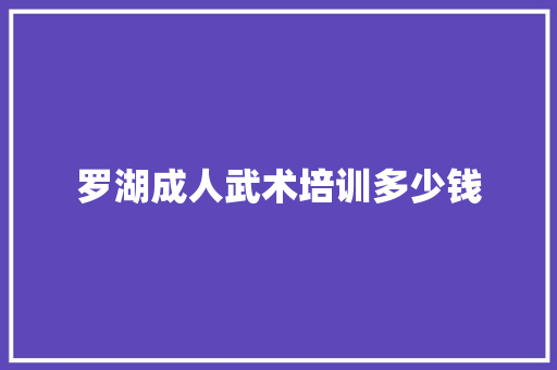 罗湖成人武术培训多少钱