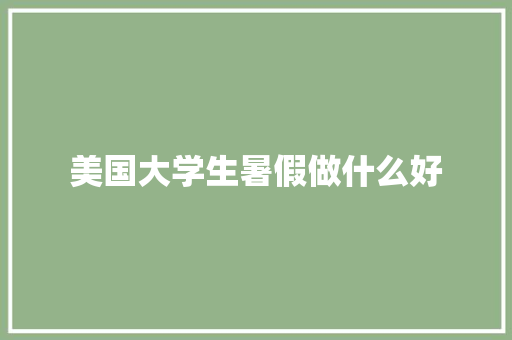 美国大学生暑假做什么好
