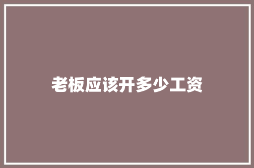 老板应该开多少工资