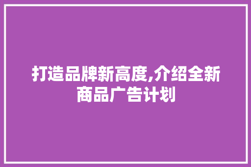 打造品牌新高度,介绍全新商品广告计划