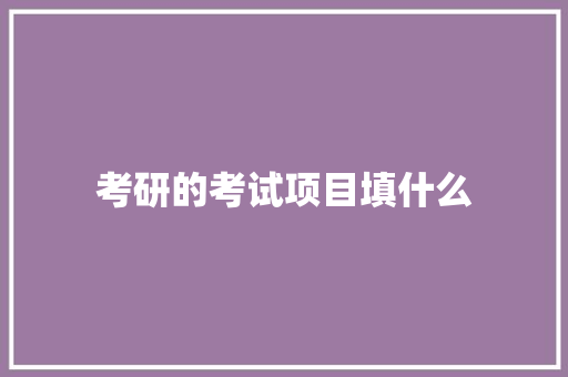 考研的考试项目填什么
