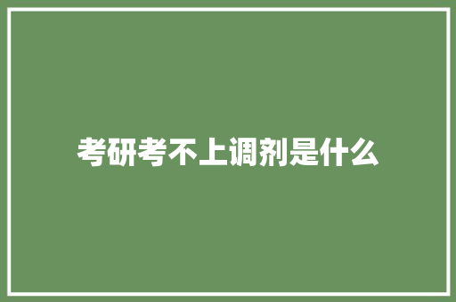 考研考不上调剂是什么