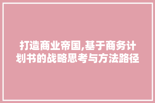 打造商业帝国,基于商务计划书的战略思考与方法路径