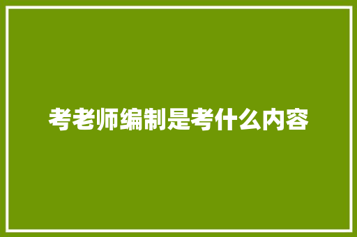 考老师编制是考什么内容
