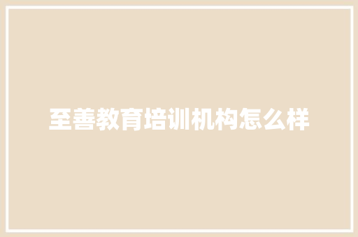至善教育培训机构怎么样