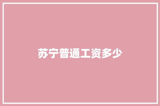 苏宁普通工资多少