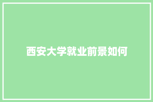 西安大学就业前景如何