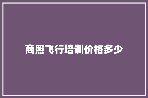 商照飞行培训价格多少