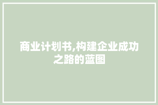 商业计划书,构建企业成功之路的蓝图