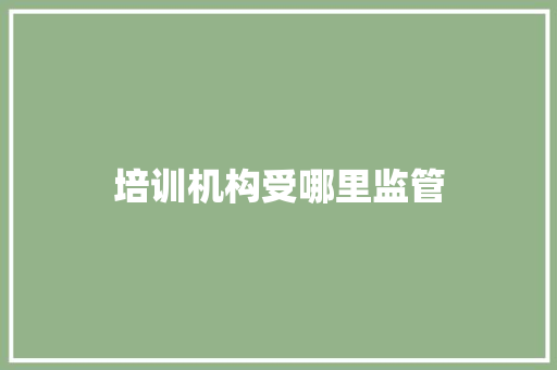 培训机构受哪里监管