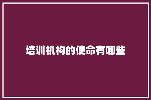 培训机构的使命有哪些