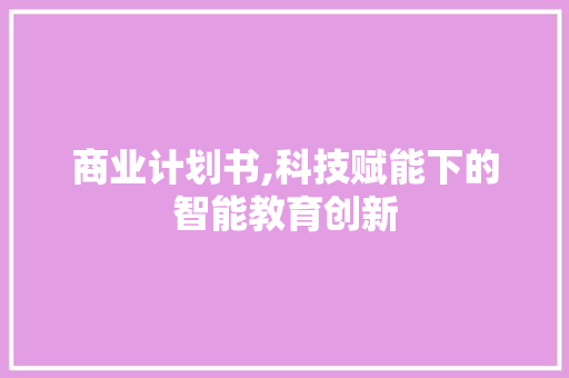 商业计划书,科技赋能下的智能教育创新