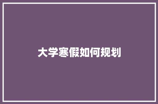 大学寒假如何规划