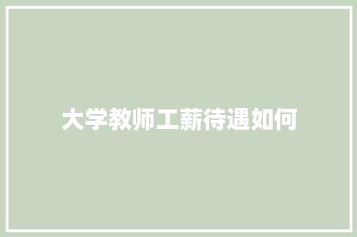 大学教师工薪待遇如何