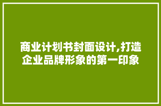 商业计划书封面设计,打造企业品牌形象的第一印象