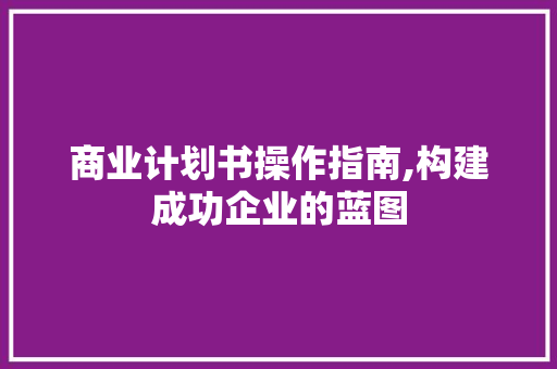 商业计划书操作指南,构建成功企业的蓝图