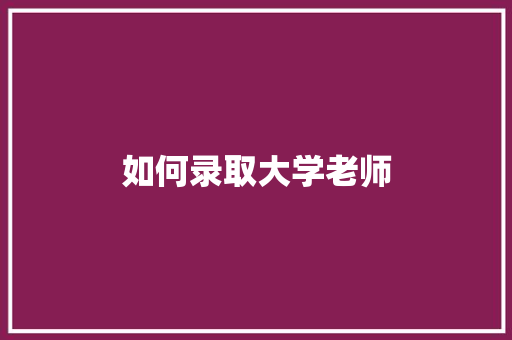 如何录取大学老师