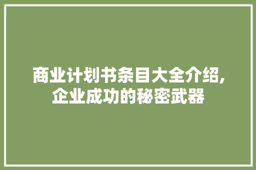 商业计划书条目大全介绍,企业成功的秘密武器